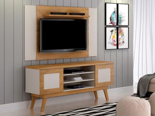 Rack Detroit Com Painel América 65" - Cinamomo/Off White