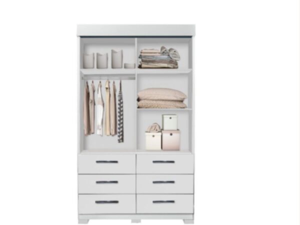 Guarda-Roupa Buzios 2 portas de correr com espelho 6 gavetas - Branco - Image 2