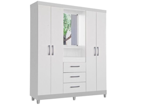 Guarda-Roupa Capelinha Lyon 4 portas com espelho - Branco - Image 3
