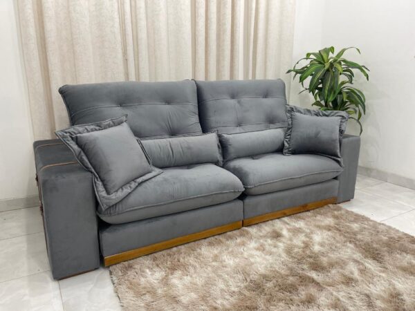 Sofá Retrátil e Reclinável Kioto 2.10m - Cinza Veludo - Image 7