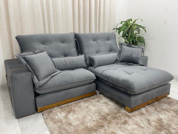 Sofá Retrátil e Reclinável Kioto 2.10m - Cinza Veludo - Image 5