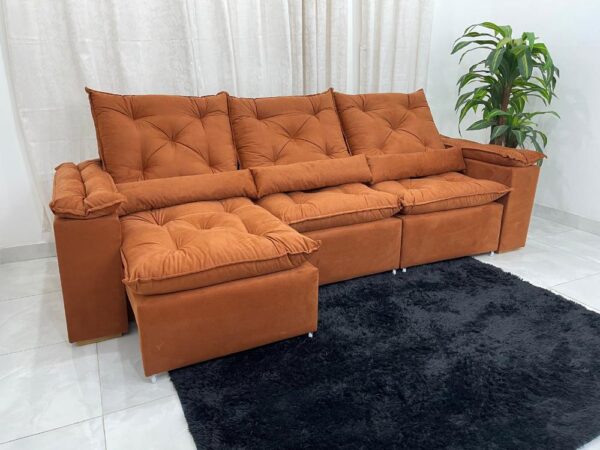 Sofá Retrátil Reclinável Brasão 2.70m- Terracota Veludo - Image 2