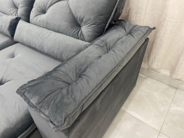 Sofá Retrátil Reclinável Brasão 2.00m- Cinza Veludo - Image 6