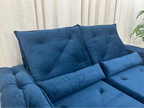 Sofá Retrátil Reclinável Brasão 2.00m- Azul Veludo - Image 4