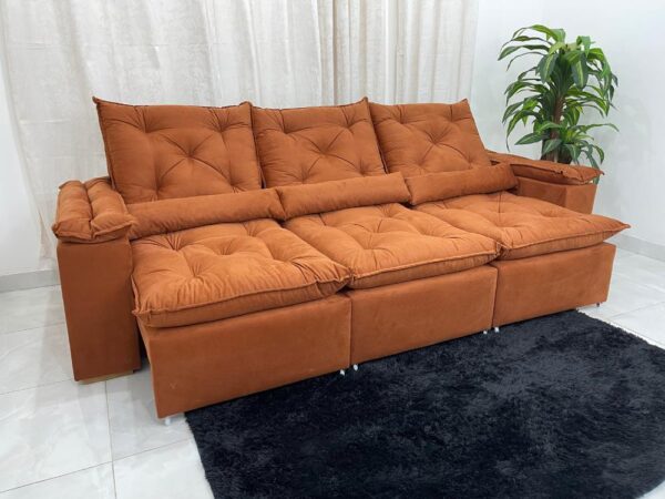 Sofá Retrátil Reclinável Brasão 2.70m- Terracota Veludo - Image 3
