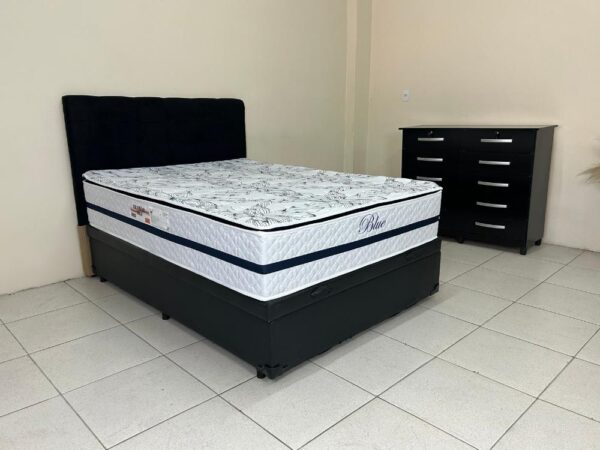 Combo Colchão Blue Molas Ensacadas Casal – 138x188x32 + Base Box Baú Classic casal – Preto Corino