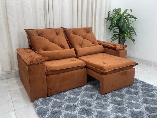 Sofá Retrátil Reclinável Brasão 2.00m- Terracota Veludo - Image 3