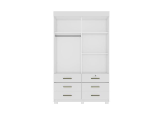 Guarda-Roupa Buzios 2 portas de correr Sem espelho 6 gavetas - Branco - Image 2