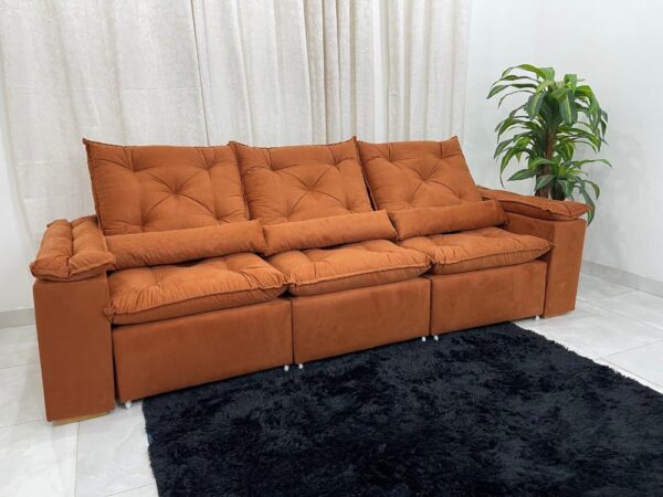 Sofá Retrátil Reclinável Brasão 2.70m- Terracota Veludo