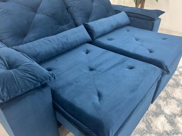 Sofá Retrátil Reclinável Brasão 2.00m- Azul Veludo - Image 3