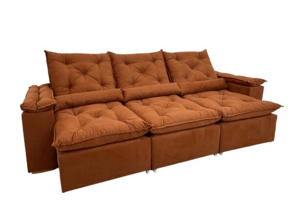 Sofá Retrátil Reclinável Brasão 2.70m- Terracota Veludo - Image 10