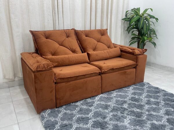 Sofá Retrátil Reclinável Brasão 2.00m- Terracota Veludo - Image 2