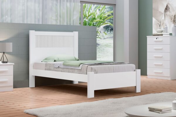 Cama solteiro Primícia Plus - Branco Rípado
