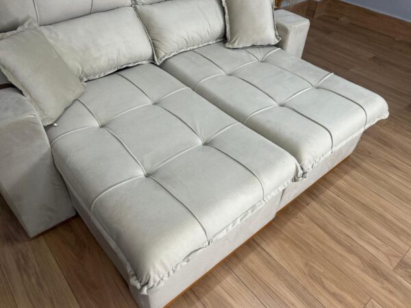 Sofá Retrátil Reclinável Oásis 1.80m - Bege Veludão - Image 2