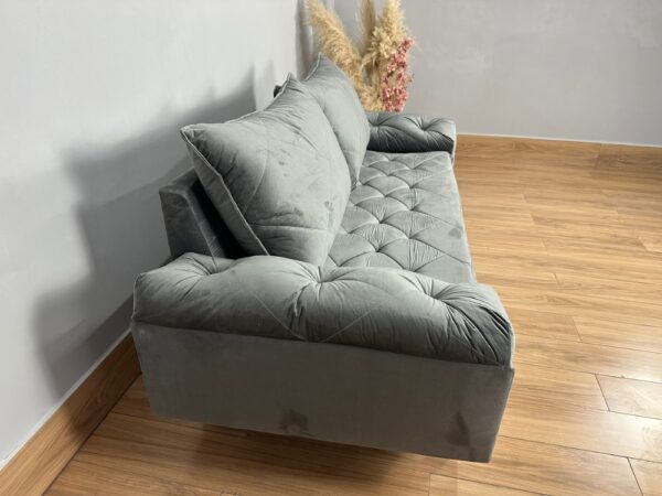 Sofá 3 lugares Berlim 2.00m - Cinza Veludo - Image 3