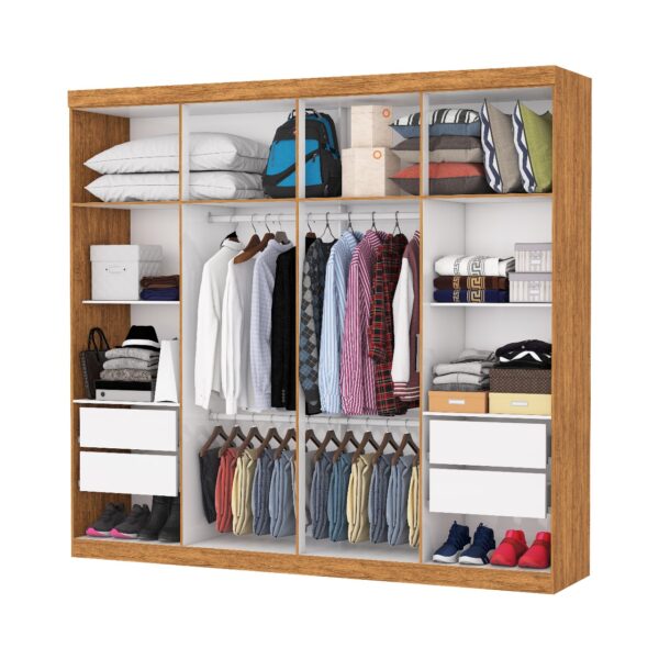 Guarda-Roupa Rubi 8 Portas e 4 Gavetas -  Cinamomo/Branco - Image 3