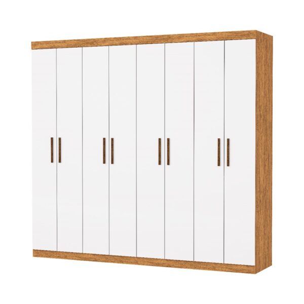 Guarda-Roupa Rubi 8 Portas e 4 Gavetas -  Cinamomo/Branco - Image 2