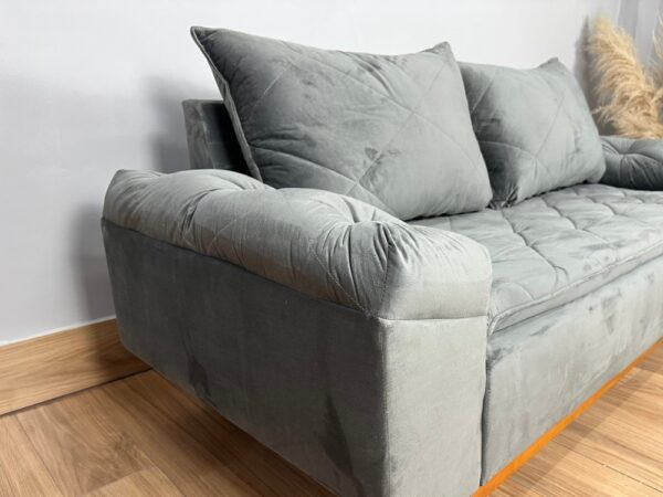 Sofá 3 lugares Berlim 2.00m - Cinza Veludo - Image 2