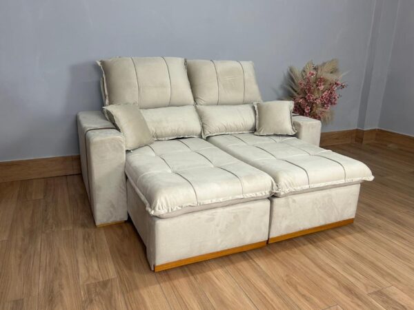 Sofá Retrátil Reclinável Oásis 1.80m - Bege Veludão