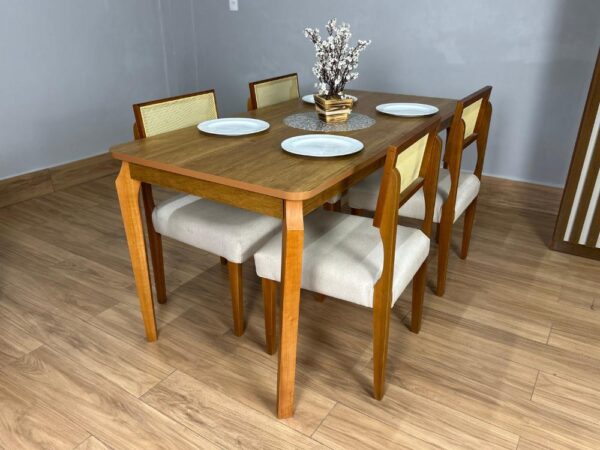 Mesa de Jantar Alegra 1.20x0.80 Com 4 Cadeiras Grécia - Cinamomo/Bege - Image 5