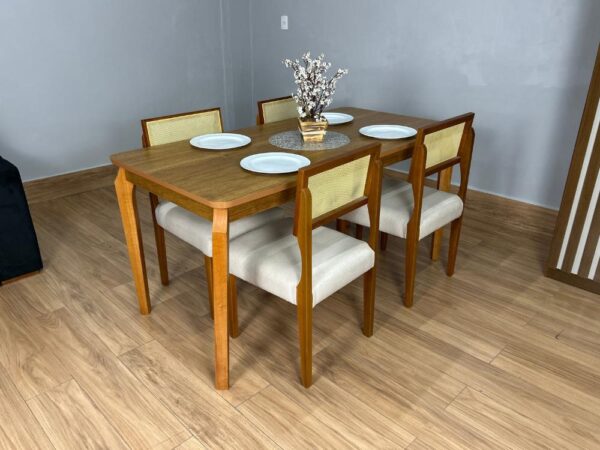 Mesa de Jantar Alegra 1.20x0.80 Com 4 Cadeiras Grécia - Cinamomo/Bege - Image 4