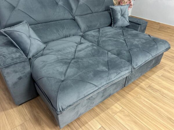 Sofá Retrátil e Reclinável Milano 2.50m - Cinza Veludo - Image 7