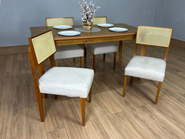 Mesa de Jantar Alegra 1.20x0.80 Com 4 Cadeiras Grécia - Cinamomo/Bege - Image 3