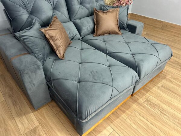 Sofá Retrátil e Reclinável Gran Bello 2.00m - Cinza Veludo - Image 9