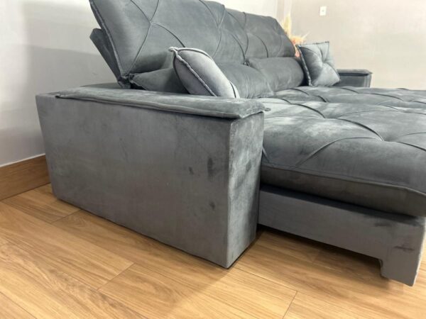 Sofá Retrátil e Reclinável Milano 2.50m - Cinza Veludo - Image 6