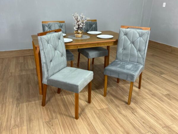 Mesa de Jantar Alegra 1.20x0.80 Com 4 Cadeiras Jasmim - Cinamomo/Cinza - Image 4