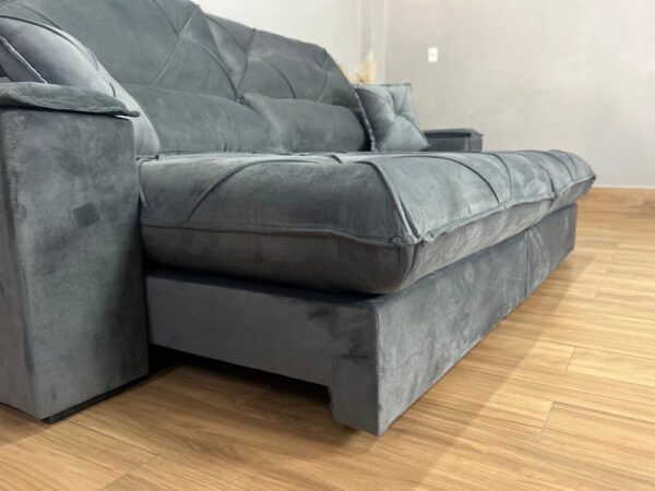 Sofá Retrátil e Reclinável Milano 2.50m - Cinza Veludo - Image 11