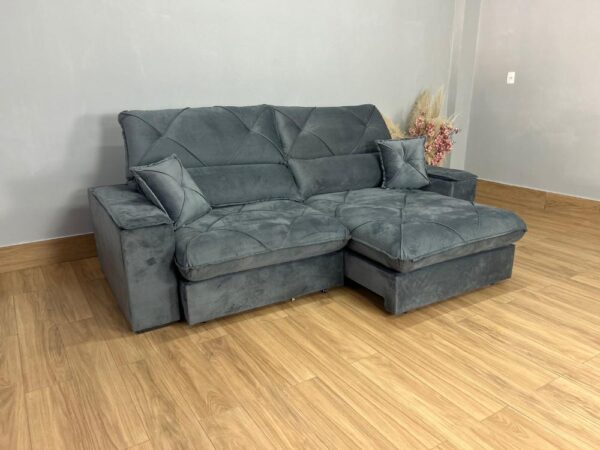 Sofá Retrátil e Reclinável Milano 2.50m - Cinza Veludo - Image 9