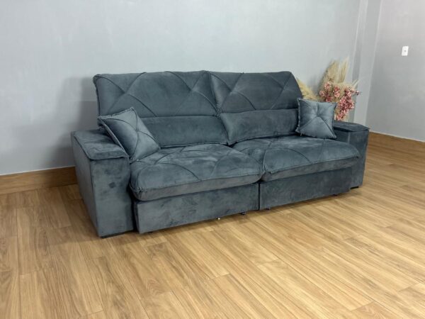 Sofá Retrátil e Reclinável Milano 2.50m - Cinza Veludo - Image 4