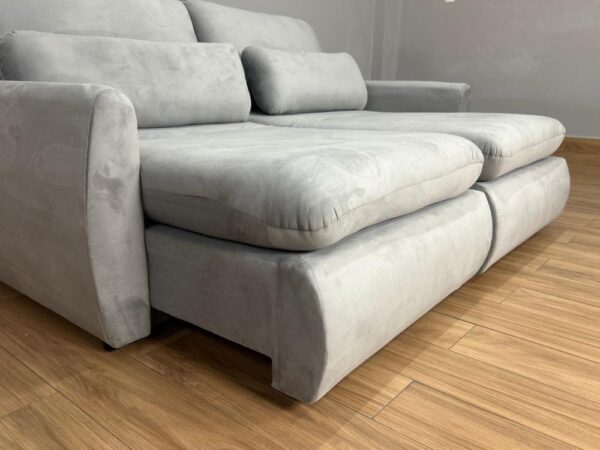 Sofá Cama Retrátil Reclinável Amaranto 2.10m Mod.90 - Prata Veludo - Image 3
