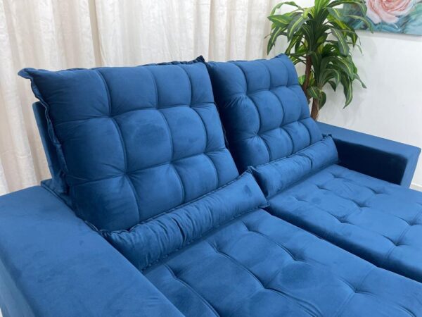 Sofá Retrátil Reclinável Small 2.30m - Azul Veludão - Image 2