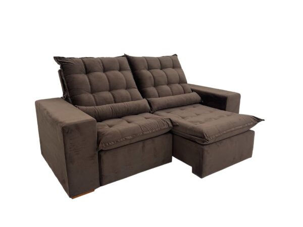 Sofá Retrátil Reclinável Small 2.00m - Marrom Veludão - Image 6