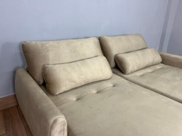 Sofá Cama Retrátil Reclinável Amaranto 2.30m Mod.100 - Capuccino Veludo - Image 4