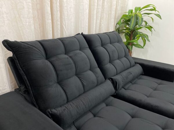 Sofá Retrátil Reclinável Small 2.00m - Preto Veludão - Image 5