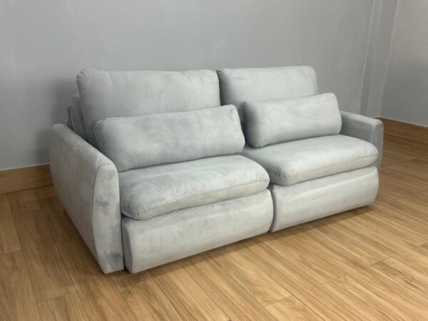 Sofá Cama Retrátil Reclinável Amaranto 2.10m Mod.90 - Prata Veludo - Image 5