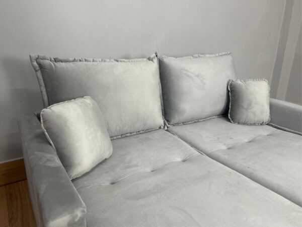 Sofá Cama Retrátil Reclinável Positano 1.80m Mod.80 - Prata Veludo - Image 2