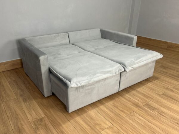 Sofá Cama Retrátil Reclinável Positano 1.80m Mod.80 - Prata Veludo - Image 7