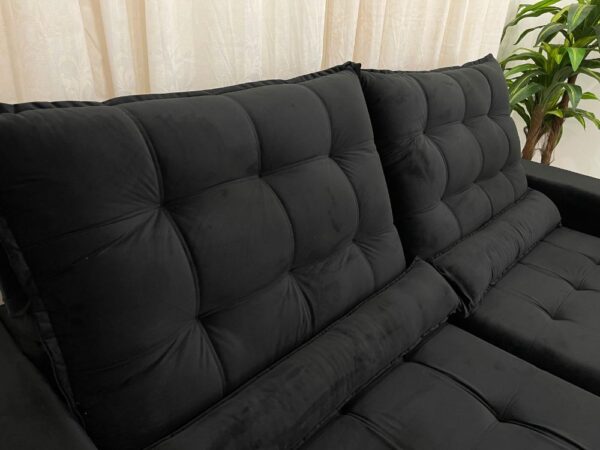 Sofá Retrátil Reclinável Small 2.30m - Preto Veludão - Image 8