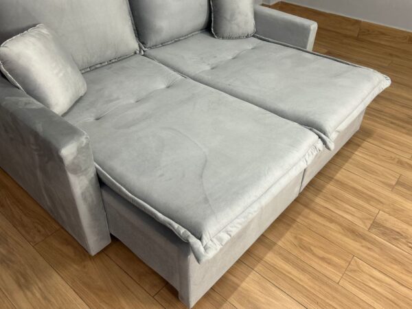 Sofá Cama Retrátil Reclinável Positano 1.80m Mod.80 - Prata Veludo - Image 3