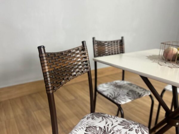 Conjunto Mesa Tubular Macaé Tampo Quadrado Com 4 Cadeiras Ratam  - Marrom/Off White - Image 2