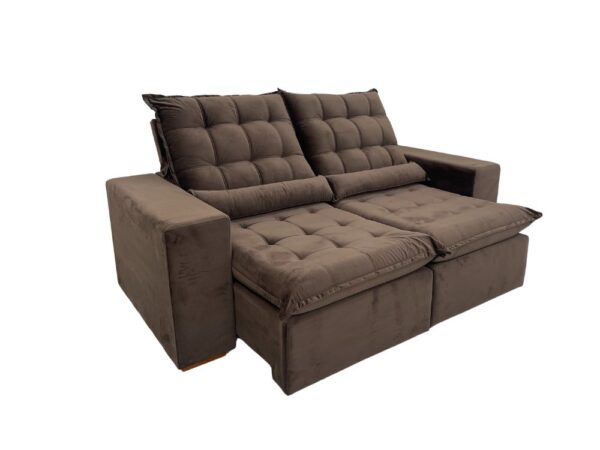 Sofá Retrátil Reclinável Small 2.00m - Marrom Veludão - Image 12