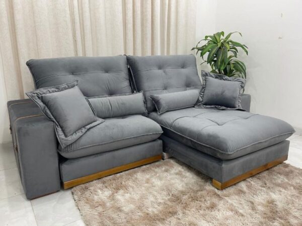Sofá Retrátil e Reclinável Kioto 2.50m - Cinza Veludo - Image 2