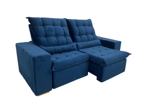 Sofá Retrátil Reclinável Small 2.30m - Azul Veludão - Image 3