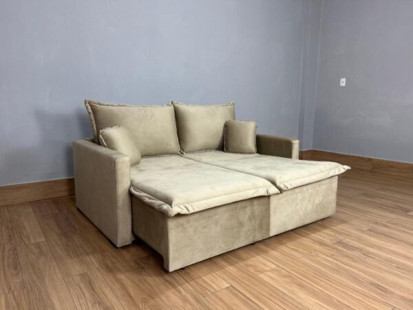 Sofá Cama Retrátil Reclinável Positano 1.80m Mod.80 - Capuccino Veludo - Image 2
