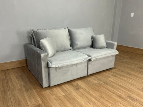 Sofá Cama Retrátil Reclinável Positano 1.80m Mod.80 - Prata Veludo