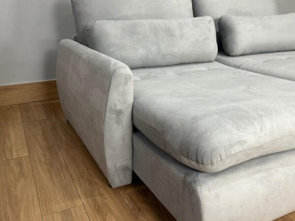 Sofá Cama Retrátil Reclinável Amaranto 2.10m Mod.90 - Prata Veludo - Image 2